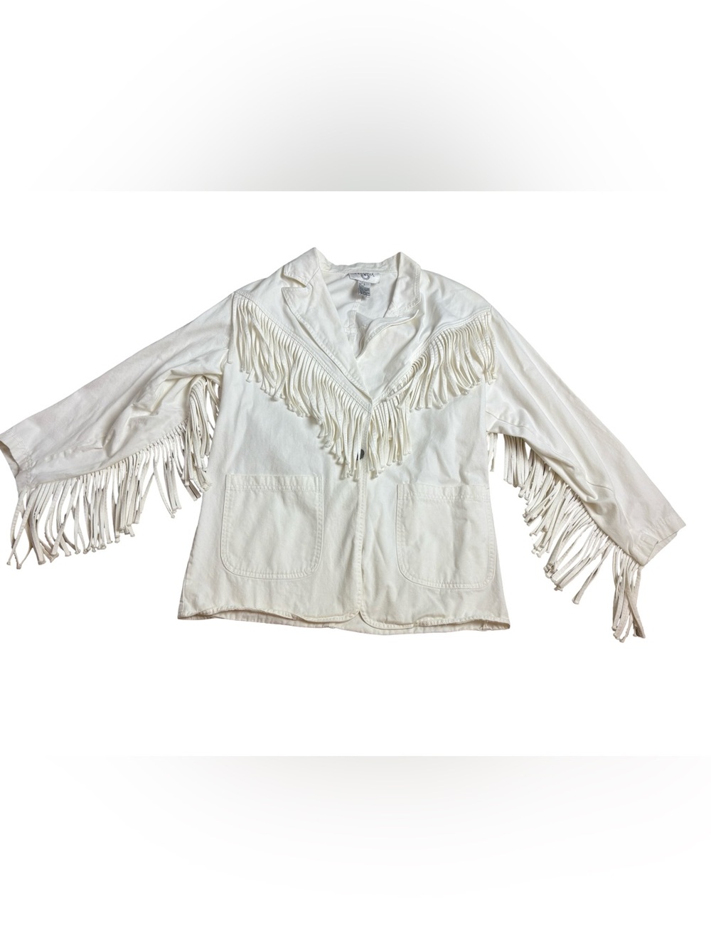 Vintage Cervelle White Denim Western Fringe Jacket